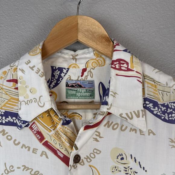 Reyn Spooner Vintage Rum Runner Button Up Hawaiian Shirt Size L Short Sleeve - Picture 5 of 7